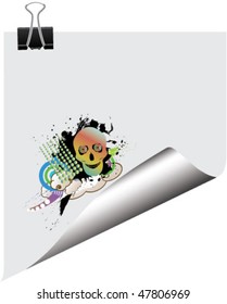 note with skull  grunge design