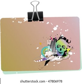 note with skull  grunge design