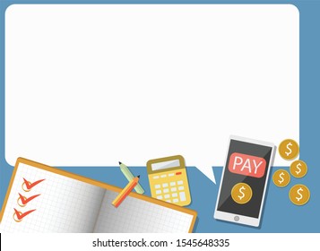 note, smart phone and tool with text space, vector, illustrator
