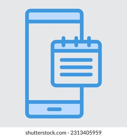 Note smartphone blue line icon, use for website mobile app presentation