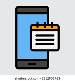 Note smartphone filled line icon, use for website mobile app presentation