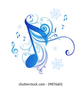 Note and snowflakes - Musical background