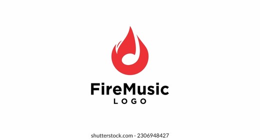 Note Sound Fire Music Logo Design Vector Element
