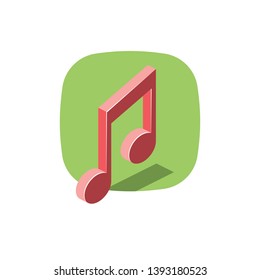 Note sound isometric illustrate icon, 3d vector design. Color flat palette.