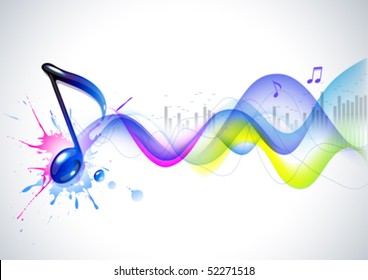 Note and sound waves. Music background.