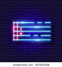 Note stave neon icon. Music staff glowing sign. Music concept. Vector illustration for Sound recording studio design, advertising, signboards, vocal studio.