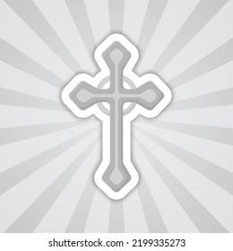 Etiqueta de nota con Cruz Cristiana, vector
