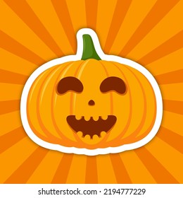 Etiqueta con calabaza de Halloween, vector