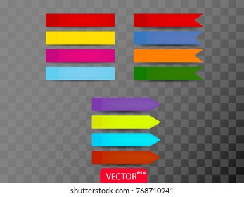 Note sticker set isolated on transparent background. Paper sticky tape with shadow. Vector illustration EPS10