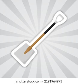 Etiqueta de nota con pala, vector