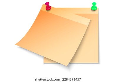 note stickers and push pins vector illustration