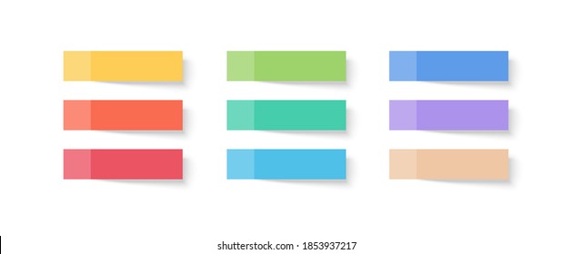 Note stickers. Set of colorful sheets of note papers isolated with real shadow on white background. Vector illustration