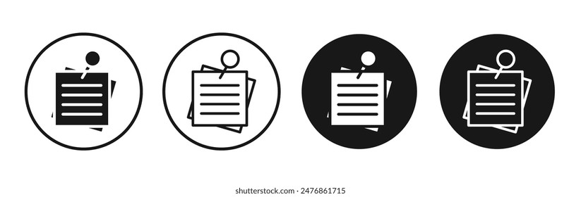 Note sticky line vector icon set.