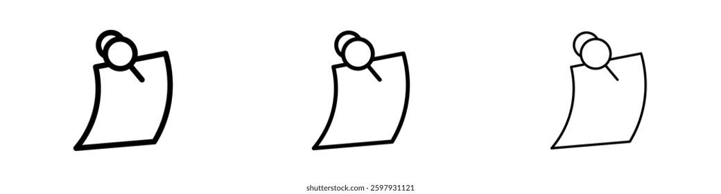 Note sticky thin line vector icon set.