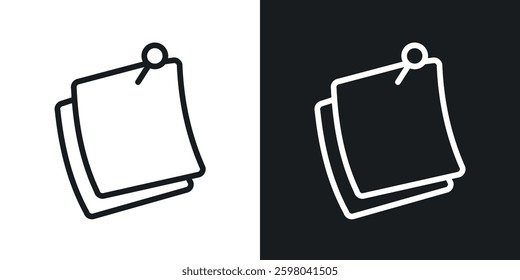 Note sticky vector icon set in black and white color.