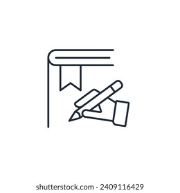The note. Summarize briefly.  Vector linear icon illustration isolated on white background.