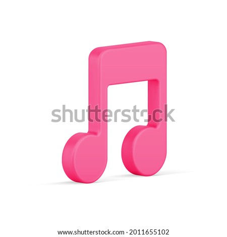 Note symbol 3d icon. Music red tone of melody. Audio compositions and sonatas. Decoration element of song festivals and concerts. Creation of classical symphonies. Realistic isolated render