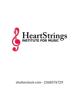 note symbol with guitar. vector logo
