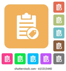 Note tagging flat icons on rounded square vivid color backgrounds.