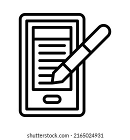 Note Taking Icon. Line Art Style Design Isolated On White Background