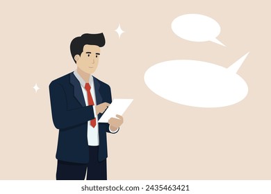 Note taking or minutes of meeting, conclusion or summary, confidence businessman taking note in the meeting while listen to others information.