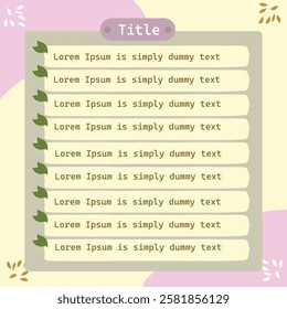 note template with cute and interesting frame