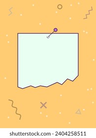 Note template with place for your text. Vector illustration in a memphis style