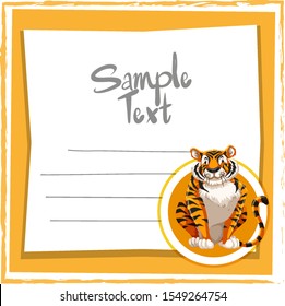 Note template with wild tiger illustration