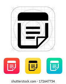 Note with text icon. Vector illustration.