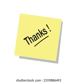 A note of thanks scribbled on a bright color sticky pad vector.