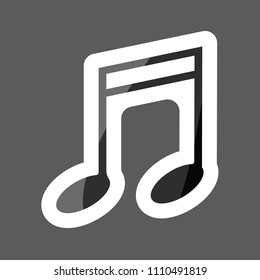 Note vector colored sticker  icon. Music icon symbol. Vector music  icon. Layers grouped for easy editing illustration.  For your design.