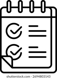 Observe o design vetorial em estilo moderno, lista de verificação de aprovação e conceito de processo de documentação, ilustração de relatório de qualidade. Ícone de Linha