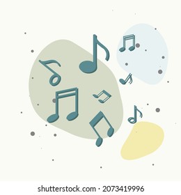 Note vector icon. Music note  illustration on multicolored background. Layers grouped for easy editing illustration. For your design.