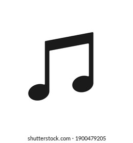 Note Vector Icon. Sheet Music Symbol. Song Melody Sign. Application And Web Interface Button. Silhouette Logo Image.