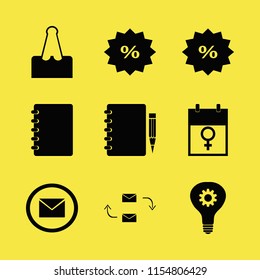 note vector icons set. with march calendar, notebook, notebook pencil and response letter in set