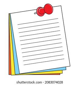 ilustración vectorial de nota, aislado en fondo blanco, vista superior