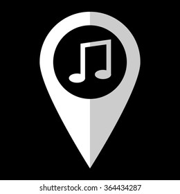 Note - white vector icon;  map pointer