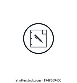 note write icon vector in circle 