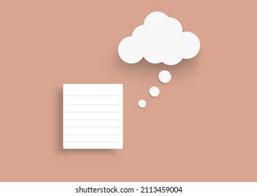 Note to write idea from bubble thought in paper illustration. The first step to plan to be the best of the world. Background of making dream come true. Free text for your planning. 100% vector.