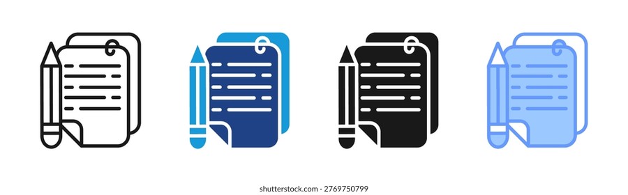 Note Writing icon set multiple style collection