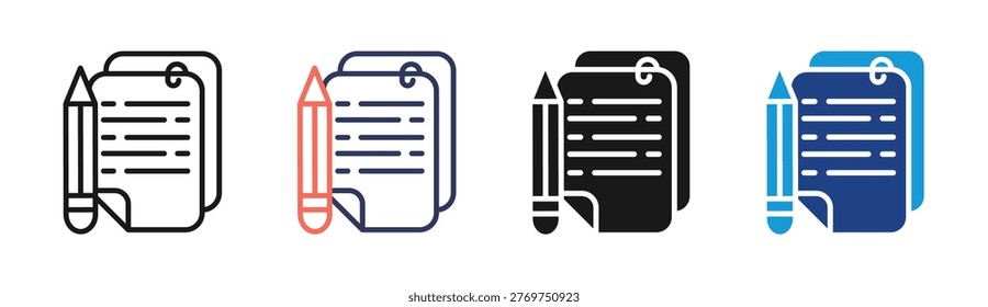 Note Writing icon set multiple style collection