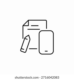 note writing mobile device icon sign vector