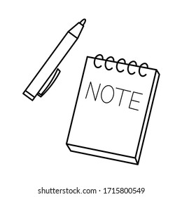 Note, writing, pen, paper, vector illustration