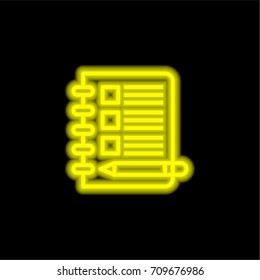 Note yellow glowing neon ui ux icon. Glowing sign logo vector