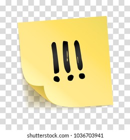 Note yellow sticker three exclamation point
