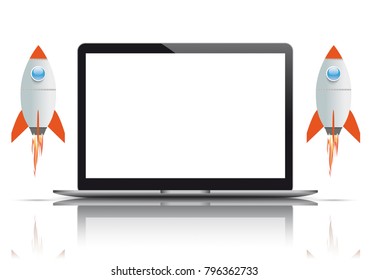 Notebook with 2 rockets on the white background. Eps 10 vector file. 