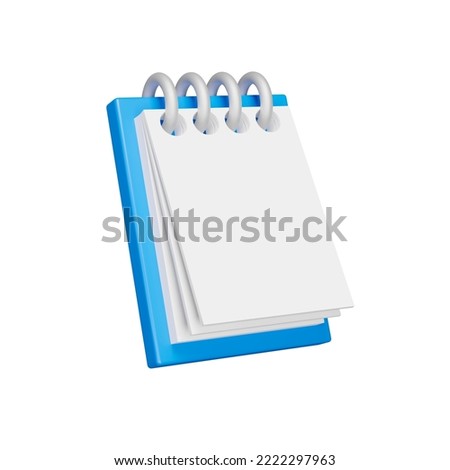 Notebook 3d icon. Ring-turned pages. Isolated object on transparent background