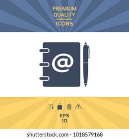 Notebook, address, phone book with email symbol and pen icon