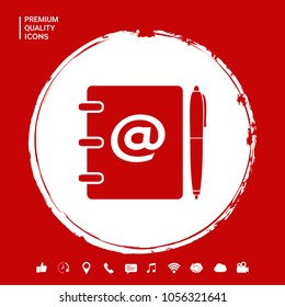 Notebook, address, phone book with email symbol and pen icon