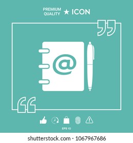 Notebook, address, phone book with email symbol and pen icon